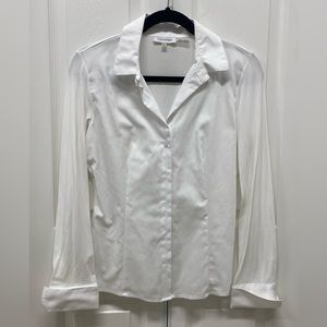Calvin Klein White Button Down Long Sleeve Blouse Size Small